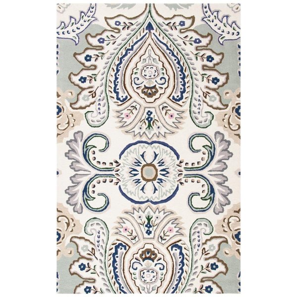 Safavieh 5 x 8 ft. Bella Rectanglar Wool Hand Tufted Rug Ivory & Blue BEL118M-5